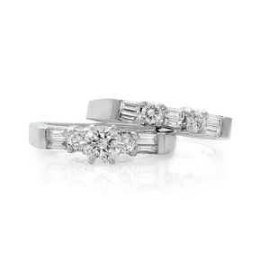 Rachel Koen Diamond Engagement Set of Rings 14K White Gold 1.0cttw Size 7.25